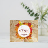 落ちる紅葉の紙のテクスチャ　サンクスギビング ポストカード (スタンド正面)