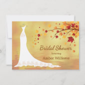 落ちる紅葉結婚ズガウンブライダルシャワー 招待状 (正面)