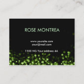 落ちる緑および黒いグリッターの名刺 名刺 (裏面)