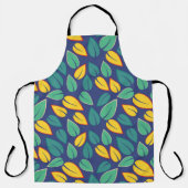 落ちる緑と黄葉色のパターン エプロン (正面)