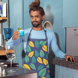 落ちる緑と黄葉色のパターン エプロン