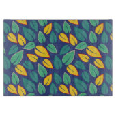 落ちる緑と黄葉色のパターン カッティングボード (正面)