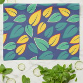 落ちる緑と黄葉色のパターン キッチンタオル (折り畳み)