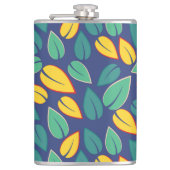 落ちる緑と黄葉色のパターン フラスク (正面)