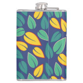 落ちる緑と黄葉色のパターン フラスク (裏面)