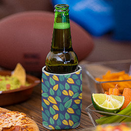 落ちる緑と黄葉色のパターン 缶クーラー