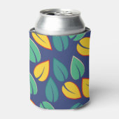 落ちる緑と黄葉色のパターン 缶クーラー (缶正面)