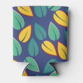 落ちる緑と黄葉色のパターン 缶クーラー (正面)