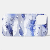 落ちる羽毛：水色の青いパターン。 Case-Mate iPhoneケース (裏面 (横))