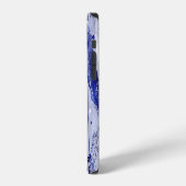 落ちる羽毛:水色の青いパターン。 iPhoneケース (左側面)
