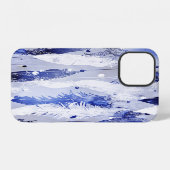 落ちる羽毛:水色の青いパターン。 iPhoneケース (裏面横)