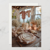 落ちる花 秋のベイビー スプリンカル、ダスティーローズ 招待状 (正面/裏面)