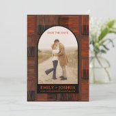 落ちる葉と共に大切な日を記録しよう 秋の結婚式用カード セーブザデート (スタンド正面)