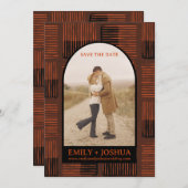 落ちる葉と共に大切な日を記録しよう 秋の結婚式用カード セーブザデート (正面/裏面)