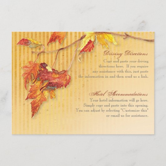 落ちる葉-ホテル情報を運転する秋の秋 エンクロージャーカード (正面)