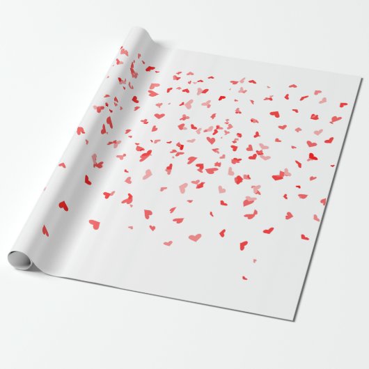 落ちる赤いハート ラッピングペーパー (アンロールド)