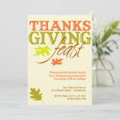 落ちる赤茶色の秋の葉 感謝祭の宴 招待状 (スタンド正面)