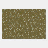 落ちる雨滴かわいい雨の日セピアブラウン ラッピングペーパーシート (正面3)