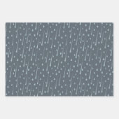 落ちる雨滴かわいい雨の日ダークグレー ラッピングペーパーシート (正面2)