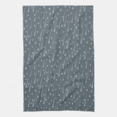 落ちる雨滴がかわいい雨の日 ダークグレー キッチンタオル (縦)