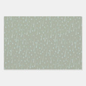 落ちる雨粒かわいい雨の日オリーブグリーン ラッピングペーパーシート (正面2)