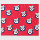 落ちる雪が付いている赤い覆いのスクーター ラッピングペーパー (フラット)