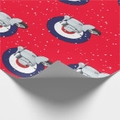 落ちる雪が付いている赤い覆いのスクーター ラッピングペーパー (角)