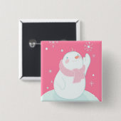 落ちる雪片のために達する雪だるま 缶バッジ (正面&裏面)