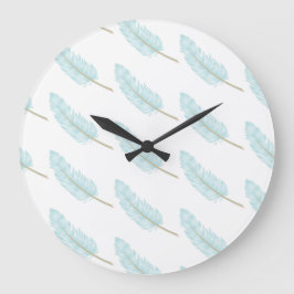 落ちる青い羽毛パタモダンーン ラージ壁時計