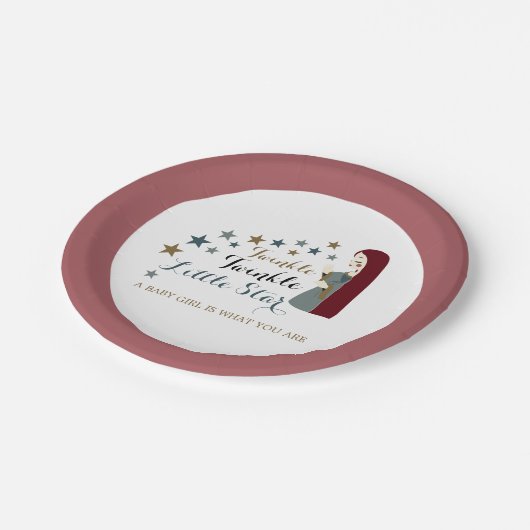 落ちエレガントつ星、赤ちゃんシャワー ペーパープレート (アングル)