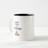 落ち保着いて忘れず堆肥にする ツートーンマグカップ (正面左)