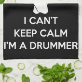 落ち保着いて私はドラマーで落ち着いて保いない キッチンタオル (折り畳み)