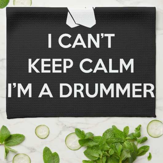 落ち保着いて私はドラマーで落ち着いて保いない キッチンタオル (折り畳み)