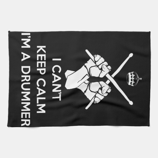 落ち保着いて私はドラマーで落ち着いて保いない キッチンタオル (横)