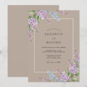 落ち着いたエレガントなライラックの結婚式 招待状 (正面/裏面)