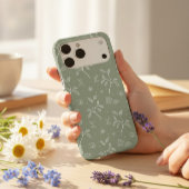 落ち着いたオリーブグリーンの葉のフラワーパターン Case-Mate iPhoneケース