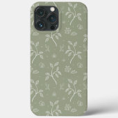 落ち着いたオリーブグリーンの葉のフラワーパターン Case-Mate iPhoneケース (裏面)
