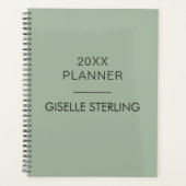 落ち着いたグリーンのモダンビジネスデザイン プランナー手帳 (正面)