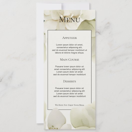 落ち着いたグリーンの葉のデザイン オーダーメイド ウェディング メニュー カード (正面)