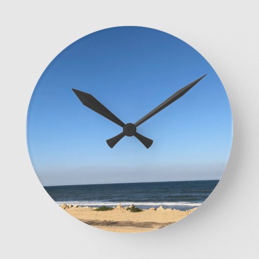 落ち着いたシッモダンクビーチの水色の天空時計 ラウンド壁時計 (正面)