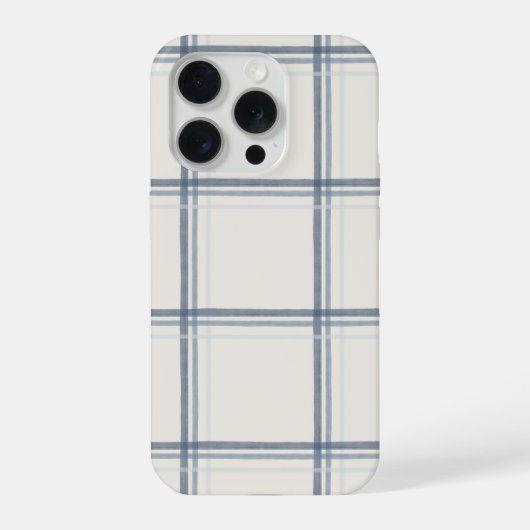 落ち着いたスレートブルーのウィンドウペイン・プラッド柄 iPhoneケース (裏面)