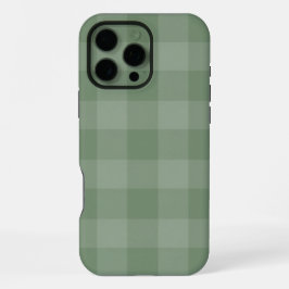 落ち着いたセージグリーンのチェック柄ミニマリストデザイン iPhone 16 PRO MAXケース