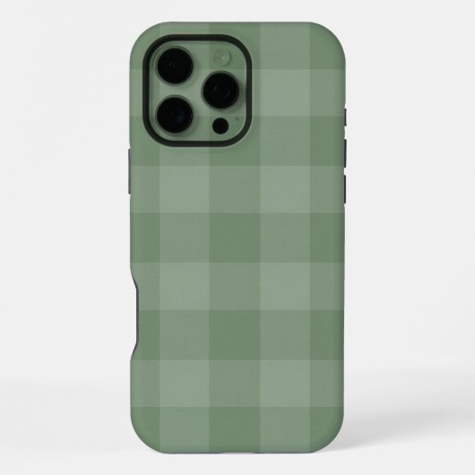 落ち着いたセージグリーンのチェック柄ミニマリストデザイン iPhoneケース (裏面)