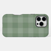 落ち着いたセージグリーンのチェック柄ミニマリストデザイン iPhoneケース (裏面横)