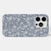 落ち着いたダスティブルーのバラの花柄スマホケース Case-Mate iPhoneケース (裏面 (横))