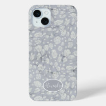 落ち着いたダスティブルーのバラの花柄スマホケース