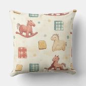 落ち着いたチェック柄のゆりかご馬 コテージ柄 クッション (裏面)