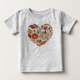落ち着いたハートのカントリーポンプキンハート感謝祭 ベビーTシャツ