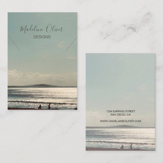 落ち着いたビーチシーンネックレス表示  名刺 (正面/裏面)