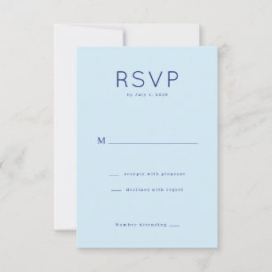 落ち着いたブルーのミニマリストRSVP 出欠カード